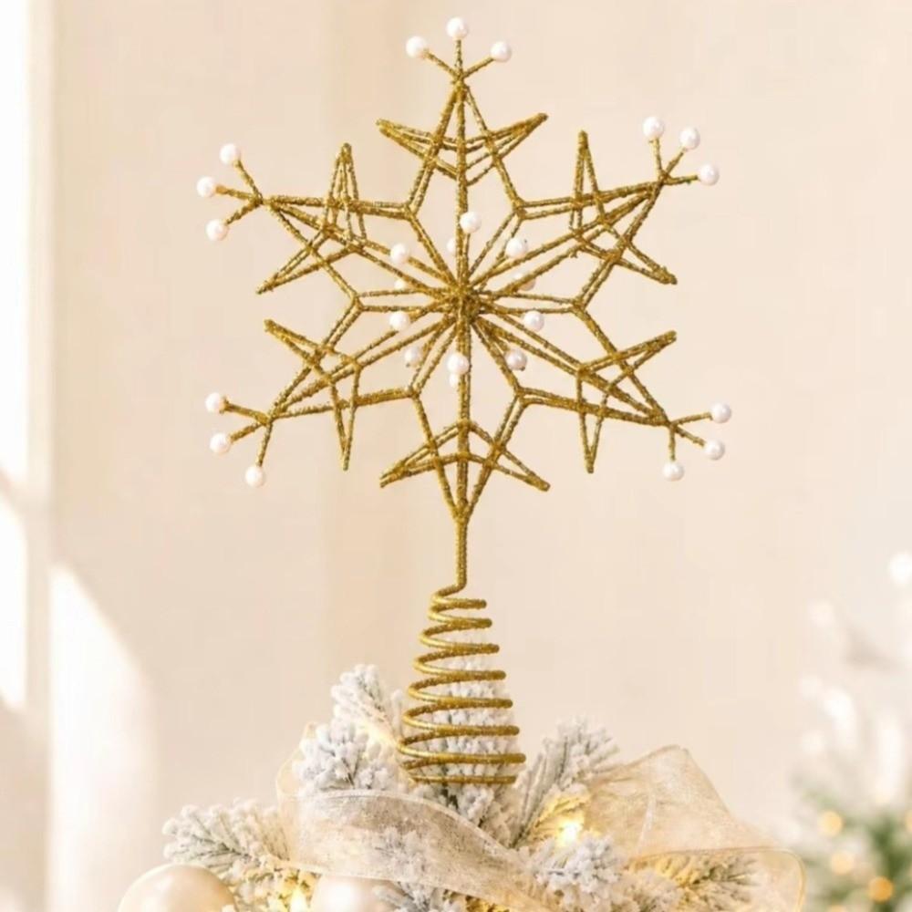 Iron Snowflake Tree Topper Shimmering Christmas Tree Top Star Christmas Scene
