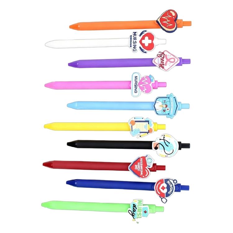 10Pcs Nurse Theme Ballpoint Pens 1.0mm Black Inks Comfortable Grip Retractable Ballpoint Pen for Healthcare Workers