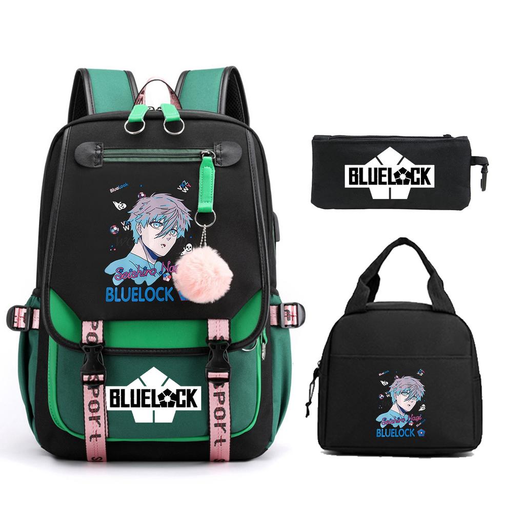Peripheral Printed Backpack Leisure Student School Bag Pencil Bag Lunch Bag Set