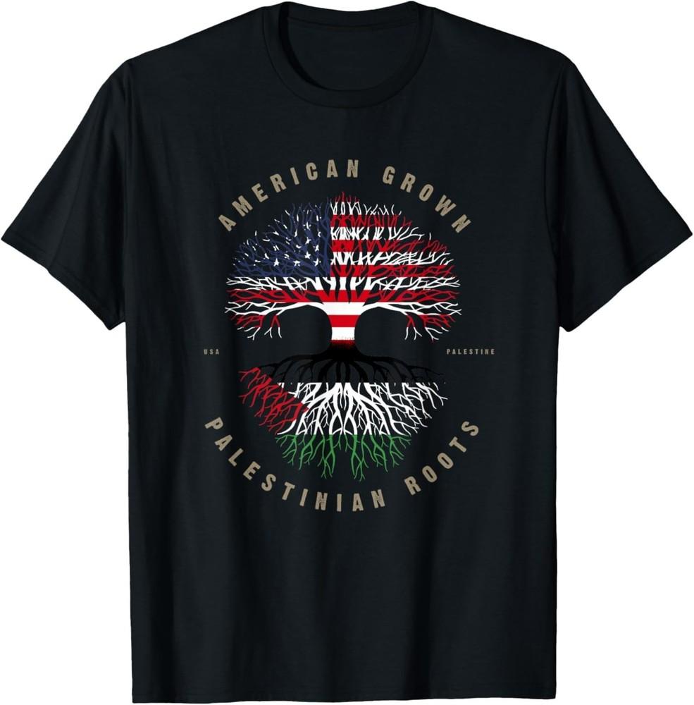 

American Grown Palestinian Roots Palestine Flag Unisex T-Shirt S