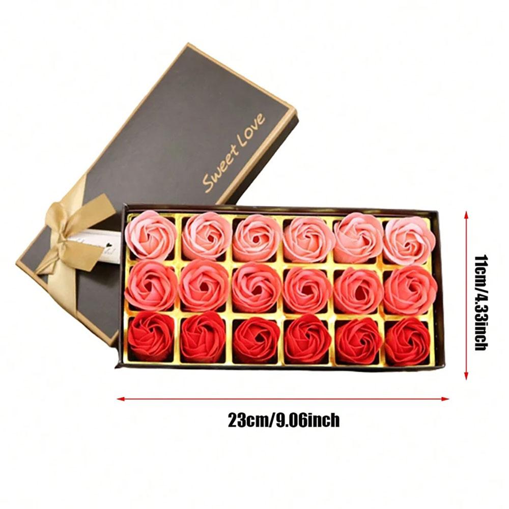 18pcs Soap Rose Flowers Gift Box Romantic Scented Bath Soap Flower Fake Flower Wedding Valentine's Day Gifts Creative Hand Gifts