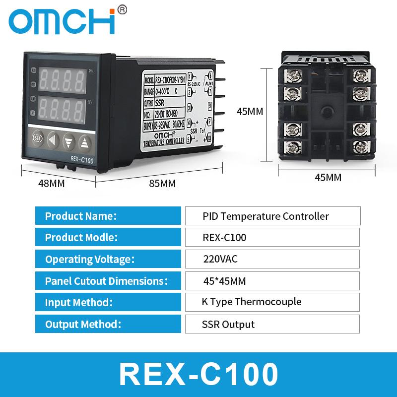 

OMCH REX-C100 Thermo Temperature Controller SSR Output PID Intelligent Digital Display for Industrial Use REX-C100