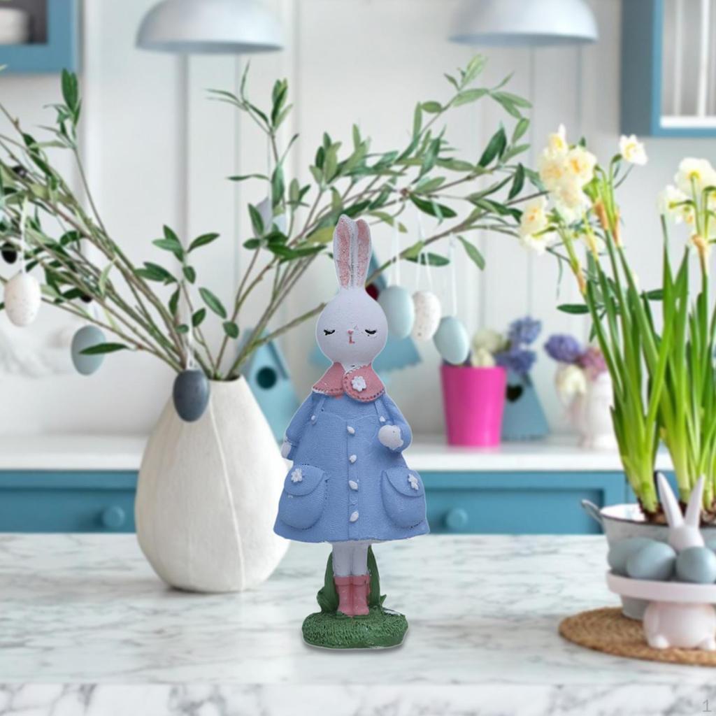 Easter Bunny Figurine Sculpture Decorative Fine Workmanship Decoration Desktop Ornament for