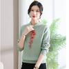 Hot Jacquard Wool Bottoming Sweater Autumn and Winter Clothing Middle-aged Mother Clothing Pure Wool Knitted Sweater