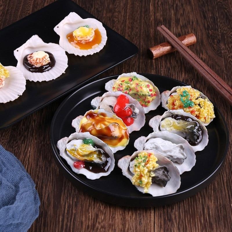 Artificial Grilled Oysters Model Simulation Grilled Scallops Model Realistic Roasted Oysters Fake Seafood Display Props