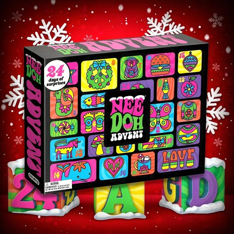 2026 NeeDoh Advent Calendar Christmas Countdown Surprise Box 3D PVC Fidget Doll Stress Relief Toy New Year Gift