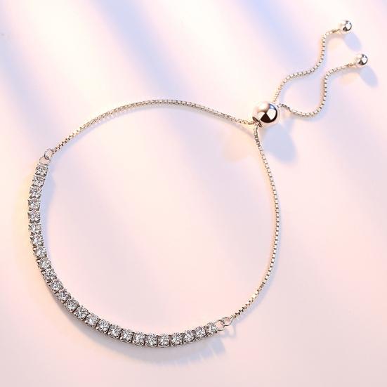 Women Bracelet Cubic Zirconia Detailing Adjustable Length Allergy-Free Bracelet Party Casual Wedding Jewelry Accessories