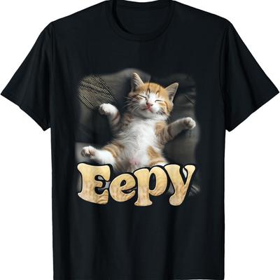 Eeppy Cat Silly Sleepy Cat Meme Kitten Comfortable-Sleeping Men Women Kids T-Shirt