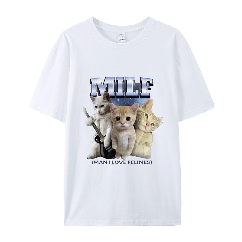 Unisex I Love Felines Cute Rock Kittens Graphic T Shirt Funny Cat Band Meme Print Vintage Streetwear Oversized Short Sleeve Tee