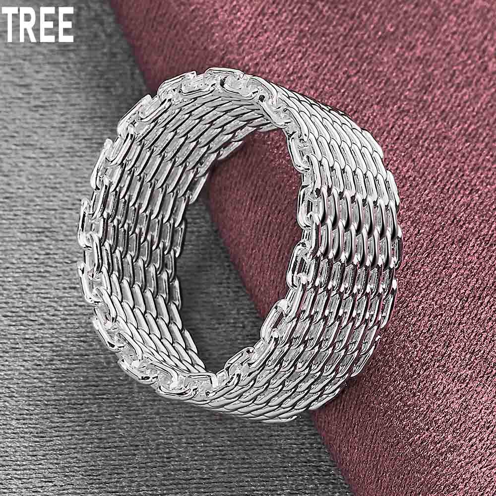 925 Sterling Silver Interwoven Mesh Ring Exquisite Charm Fashion Wedding Jewelry