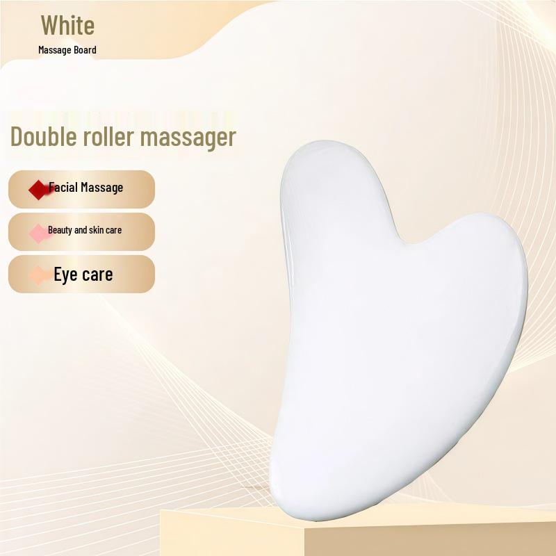 Rose Quartz Heart-Shaped Double-Headed Facial & Body Roller and Gua Sha Massage Set