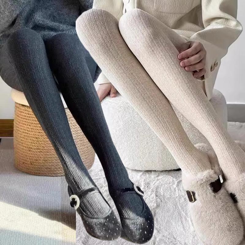 2026 Korean Knitted Tights Women Winter Thermal Light Slimming Japanese Y2K Pantyhose Underwear High Elestic Leggings Stockings