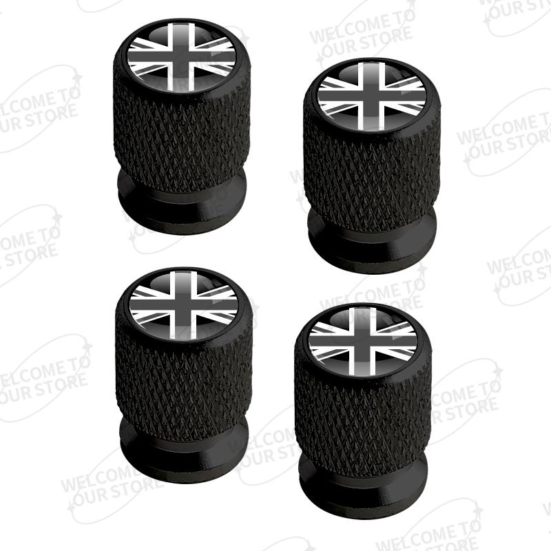 Aluminum For Union Jack Flag Logo Mini Cooper Jaguar Land Rover Vauxhall Lotus 4pcs Car Decor Wheel Tire Valve Caps Stem Cover TB1