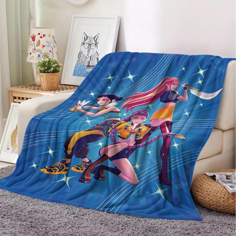 K-Pop Demon Hunters Fan Gifts Blanket Anime Flannel Throw Blanket Suitable Home Leisure Camping Travel Multifunctional Blanket