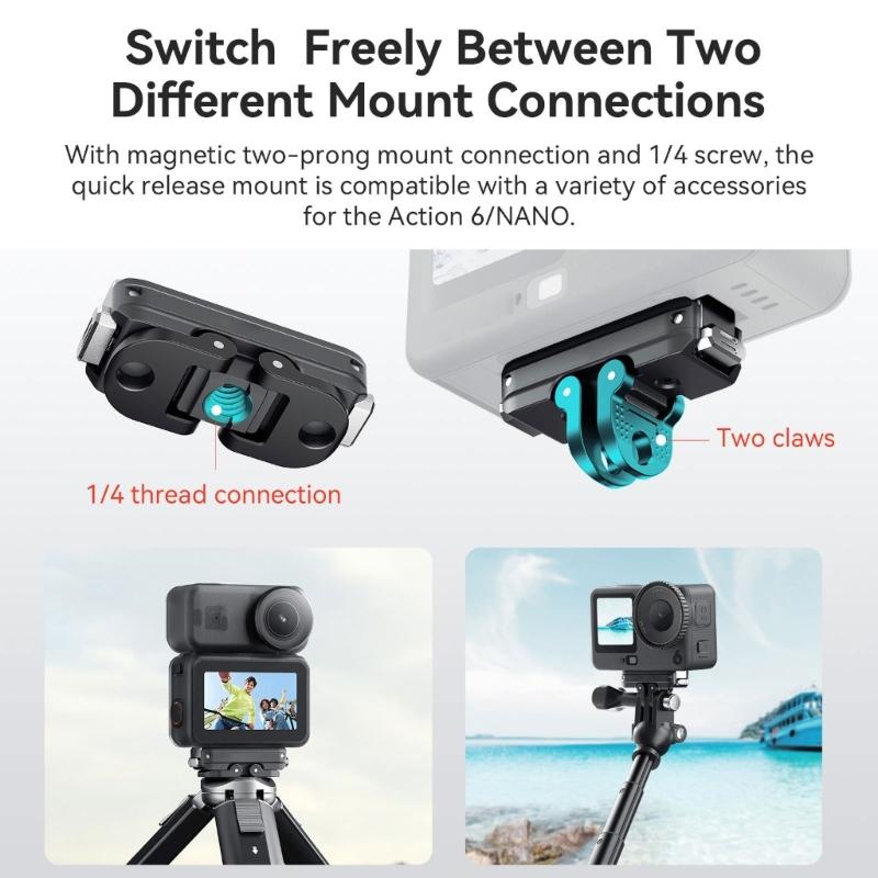 Action-Kamera Schnelle Lösungsbefestigung Bidirektionales Magnetverschluss Leicht 360 Grad Drehbar Staubdicht für Sportaufgaben