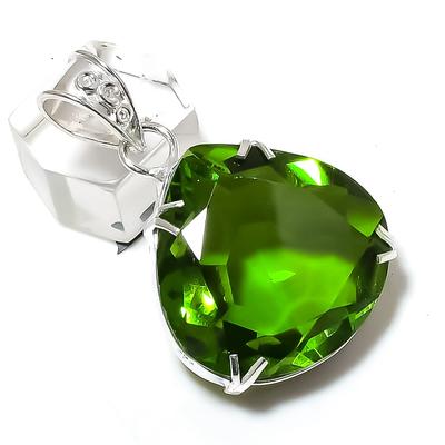 Colgante de plata de ley 925 hecho a mano con piedra preciosa de peridoto natural de 1,77" D9e98