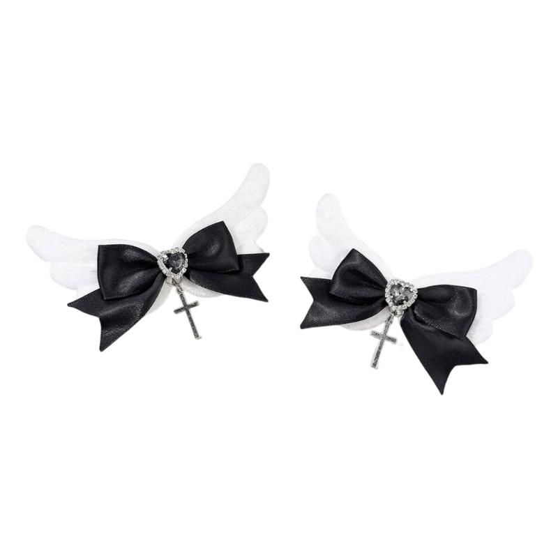 Baby Girls Hair Bows Clip With Angel Wing Gentle Nonslip Grip Ribbon Costume Accessories For Toddler Infants