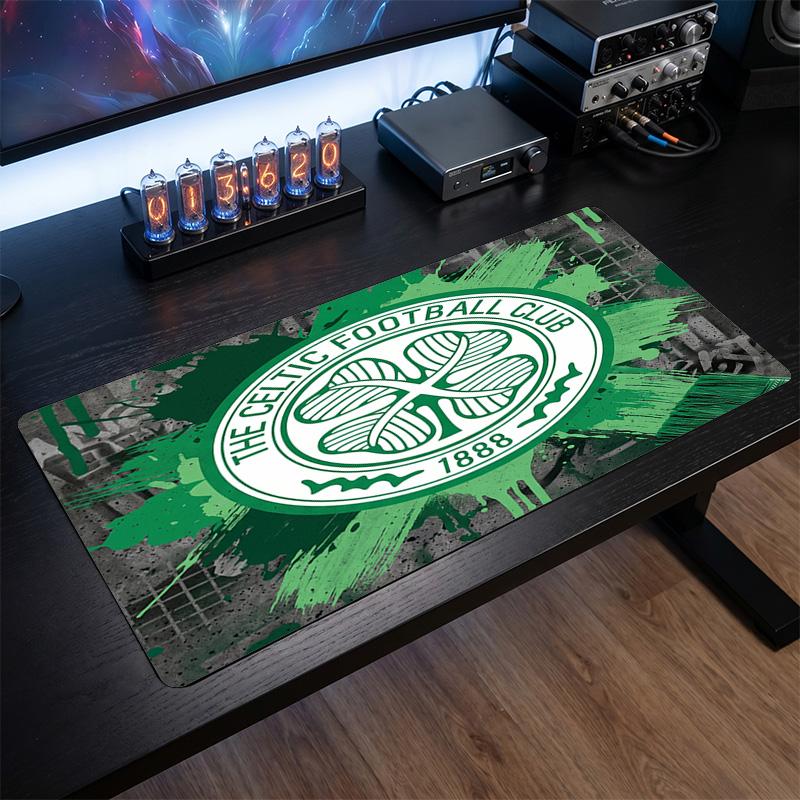 Celtic FC Theme Pattern Mouse Pad, Soccer Logo Design XXL Gaming Desk Mat Non-Slip Computer Mouse Pad