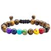 Unisex 7 Chakra Beads Lava Rock Gemstone Bracelet 8mm Double Layer Row Adjustable Yoga Stone Energy Healing Bracelets Trendy