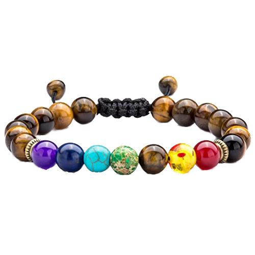 Unisex 7 Chakra Beads Lava Rock Gemstone Bracelet 8mm Double Layer Row Adjustable Yoga Stone Energy Healing Bracelets Trendy