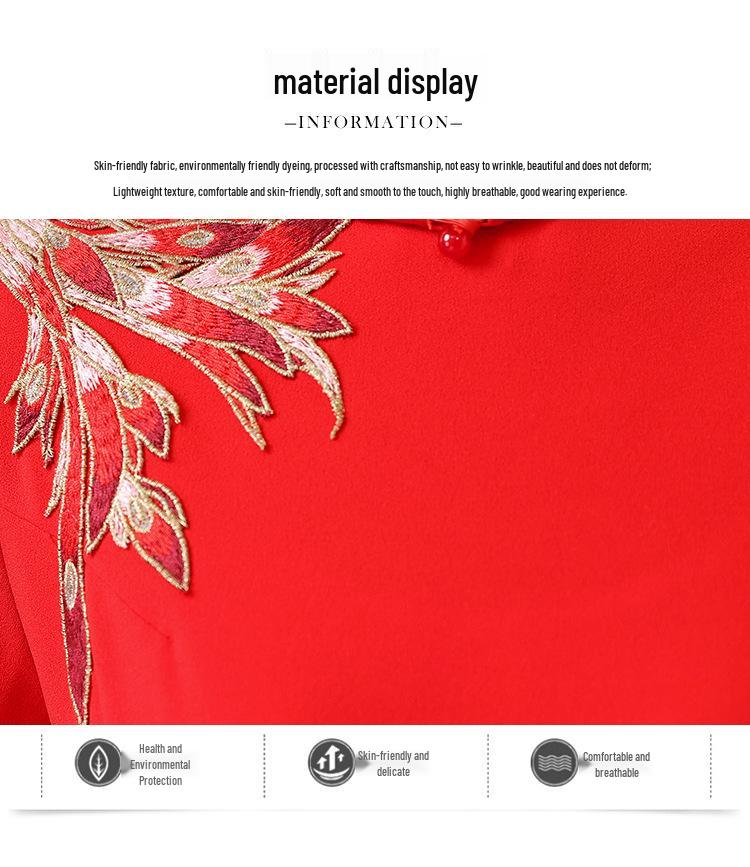 Čínské retro vyšívané šaty čchi-pao s vysokým límcem – Zeštíhlující národní styl, nadměrná velikost, ideální pro jevištní vystoupení a přehlídková mola