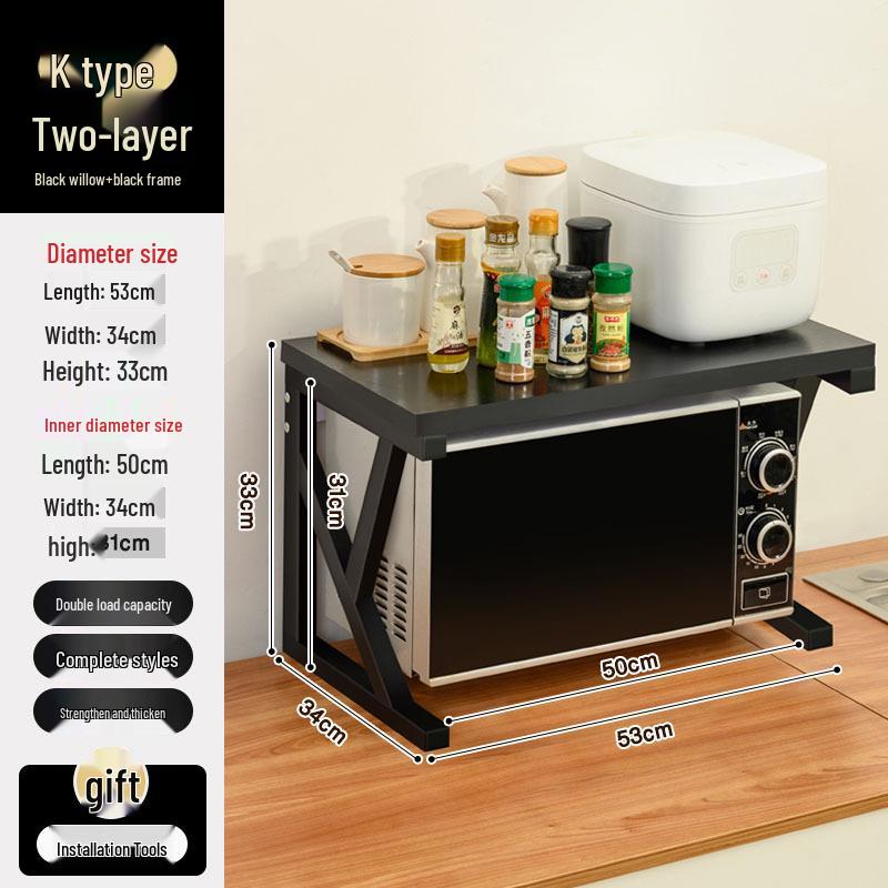 Double-Layer Kitchen Countertop Rack for Microwave & Rice Cooker