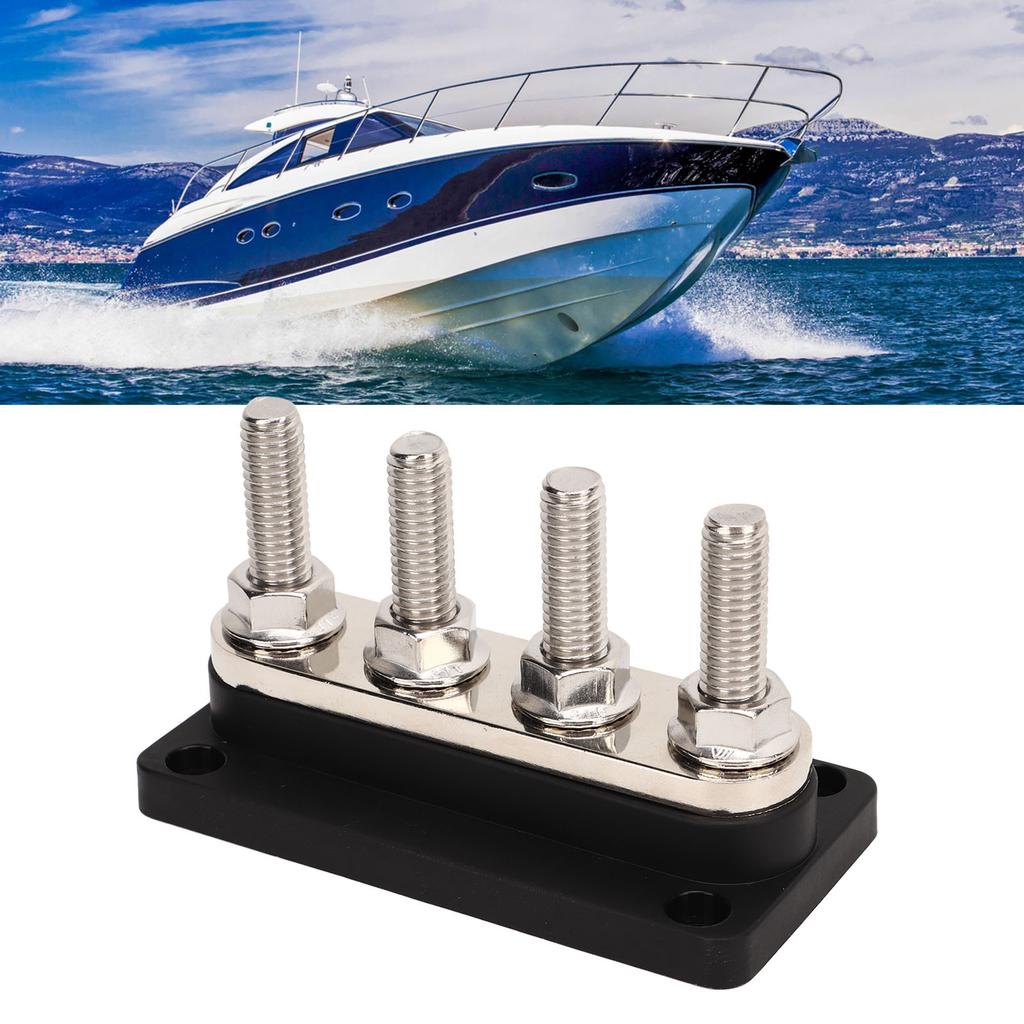 4-biegunowy blok dystrybucji mocy z bolcami 3/8 cala M10 Szyna zbiorcza akumulatora z osłoną 12V do 48V 300A do samochodów, łodzi, kamperów