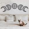 5Pcs Black Wall-mounted 3D Moon Phase Decorations Spiritual Wood Moon Design Natural Nordic Bedroom Adornment for Christmas Gift