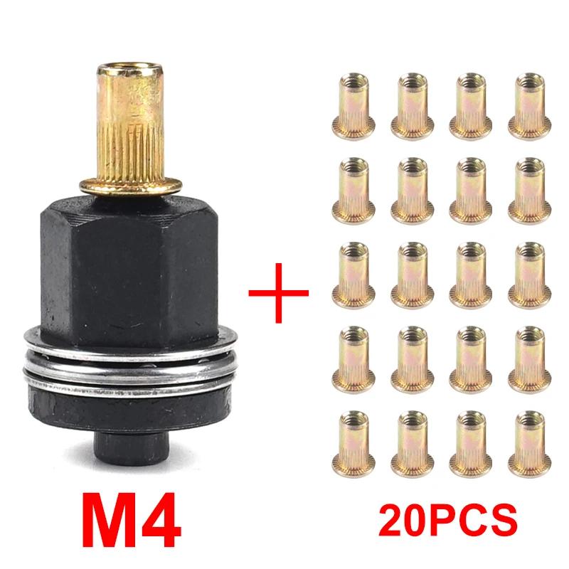 21pcs+1pc Hand Rivet Nut Manual Riveter Nut Tool Accessory for Nuts M3 M4 M5 M6 M8 M10 M12 Simple Installation