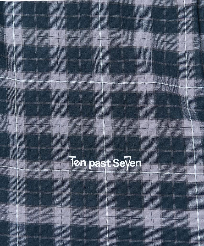 TEN PAST SEVEN Back Print Check Shirt - Gray