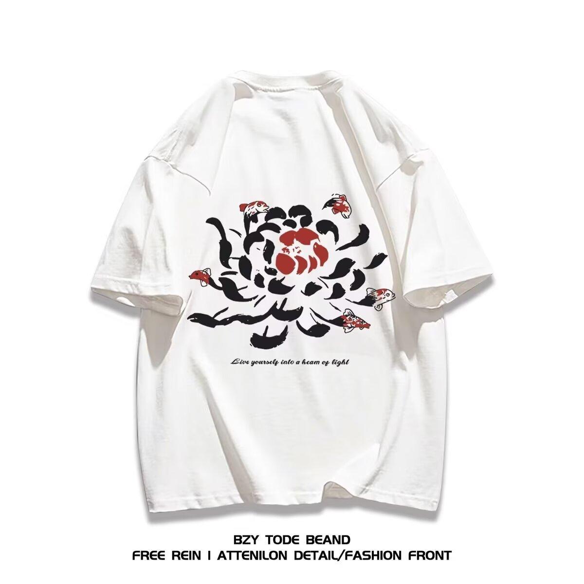 

American Retro Letters Casual Versatile Tops Men And Women Couples Loose Design Niche Short-Sleeved T-Shirt M білий