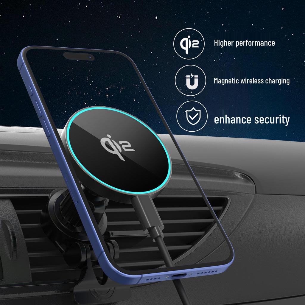 Qi2 15W Magnetic Wireless Car Charger & Phone Holder for Apple MagSafe
