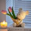 Cute Mini Little Bear Vase Creative Little Bear Stick Flower Living Room Desktop Decoration Valentine's Day Gift for Lover