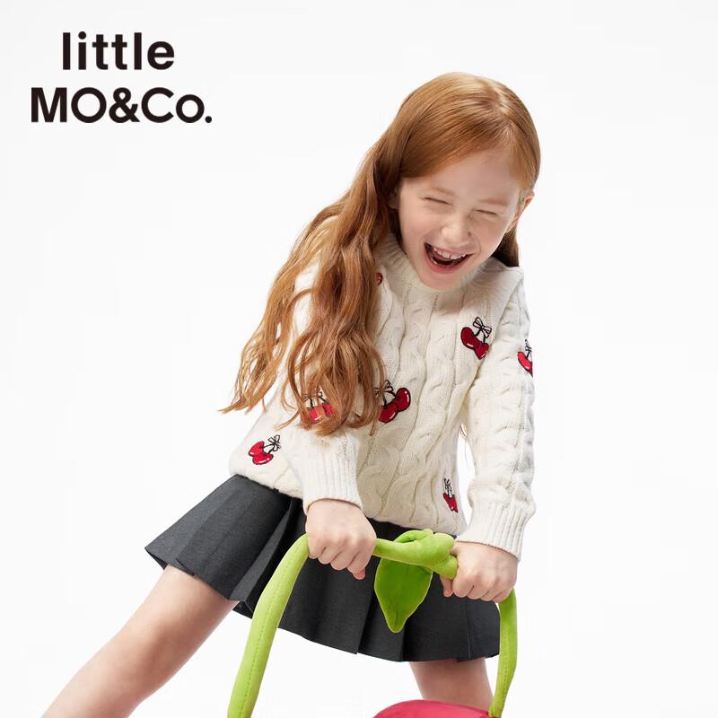 little MO&Co. Girls' Cherry Embroidered Knitted Long-Sleeve Top