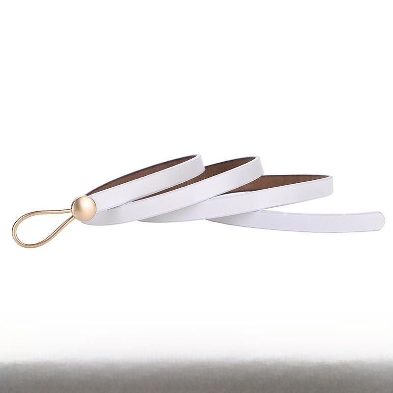 Casual Ladies Leather Thin Belt With Minimalist Knot Design And Alloy Closure