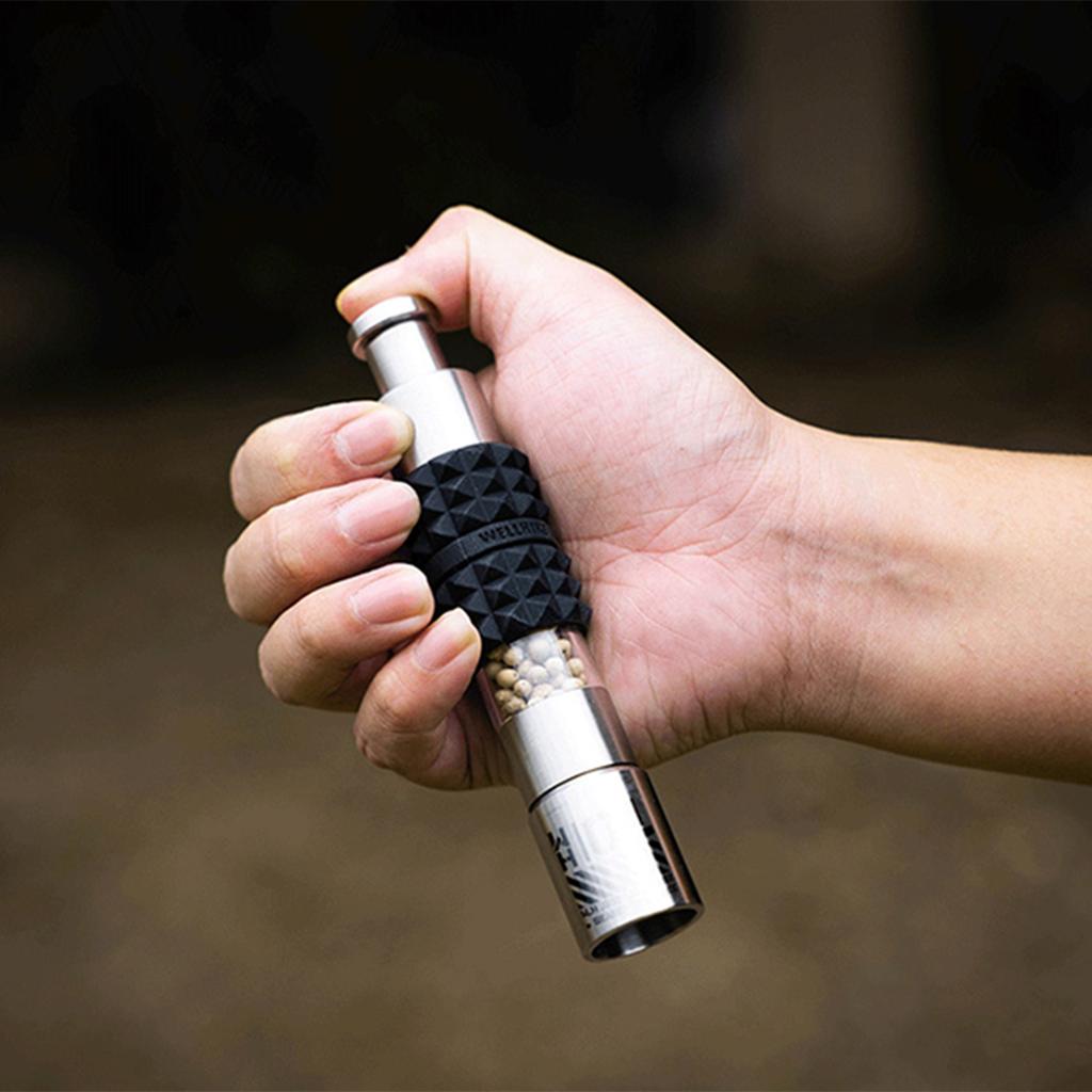 Stainless Steels Salt and Peppers Grinder Practical Thumb Push Button Peppers Grinder for Single Hand Operate Enduring