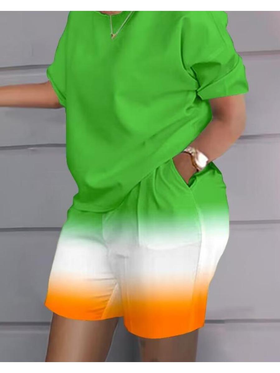 

Городской модный женский комплект из 2 предметов весна-лето с 3D-принтом, повседневный топ с короткими рукавами и свободные шорты L