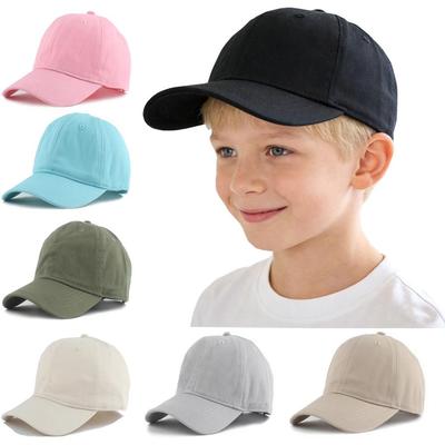 Cappellino da Baseball in Cotone per Bambini 2026, Unisex, Protezione Solare, Colore Unito, Visiera Piatta, Età 3-8