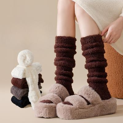 Thickened Fleece, Coral Fleece, Long-legged Socks for Autumn and Winter, No Shedding of Fibers, Perfect for Home Use for Warmth.