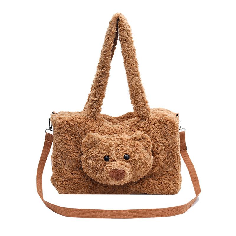 

Милый плюшевый рюкзак-медведь для детей, большой вместимости, уютный, унисекс, школьная сумка