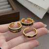 Personalized Six-Character Mantra Bow Enamel Drip Open Ring Niche Design Retro High-End Sense Stacked Ring