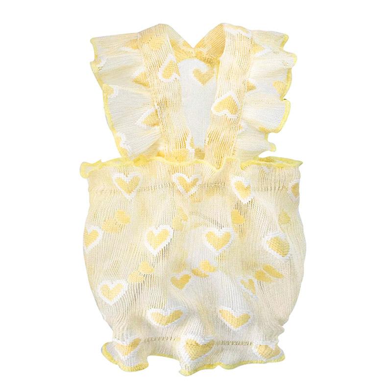 

Cute Summer Pet Dog Teddy Clothes Fine Glitter Gauze Princess Dress Korean Sweet Elastic Mesh Vest Color Heart Puppy Cat T-shirt XXL жовтий