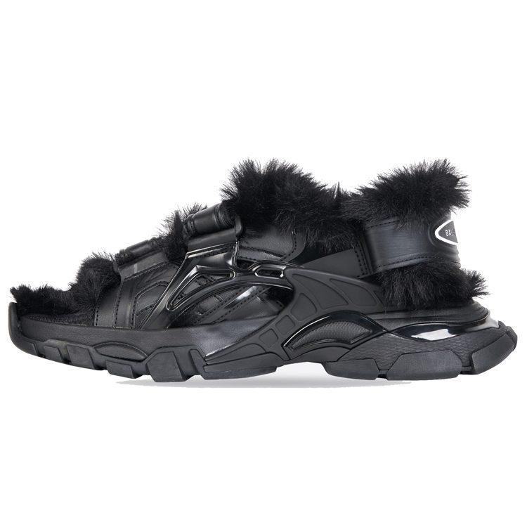 Balenciaga Track Sandal Fake Fur Black