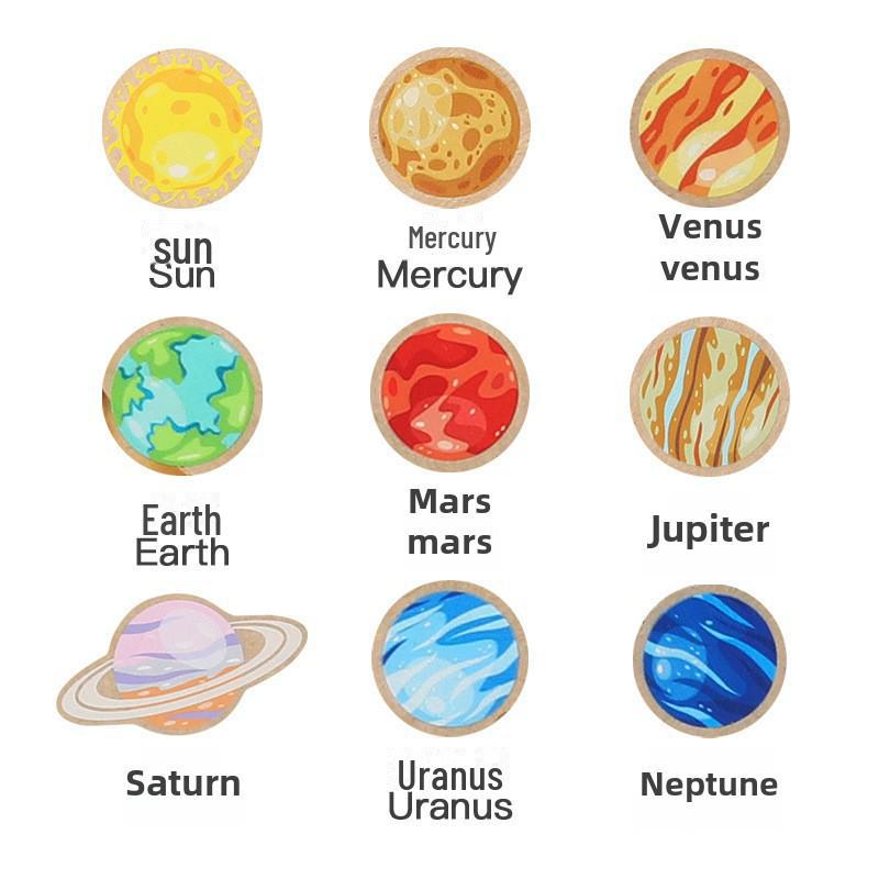 Children's Nine-Planet Solar System Educational Puzzle: Early Learning, Cognitive Movement, Scientific Exploration.