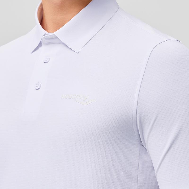 SAUCONY Solid Logo Casual Cool Sun Protection Quick-Dry Short Sleeve Polo Shirt Men Polo Shirts Pearl-White SC2249041B-WT02