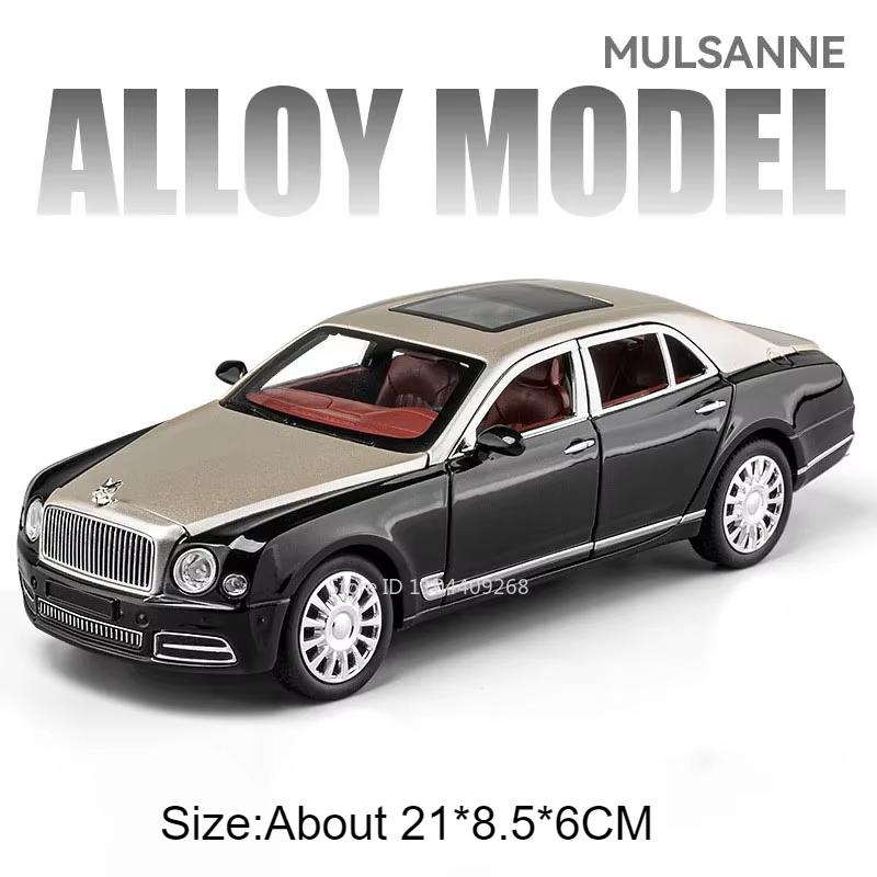 

1:24 Bentayga Mulsanne Car Model Toy Alloy Diecast Sound Light Pull Back Shock Absorption Miniature Off Road Vehicles Kids Gifts