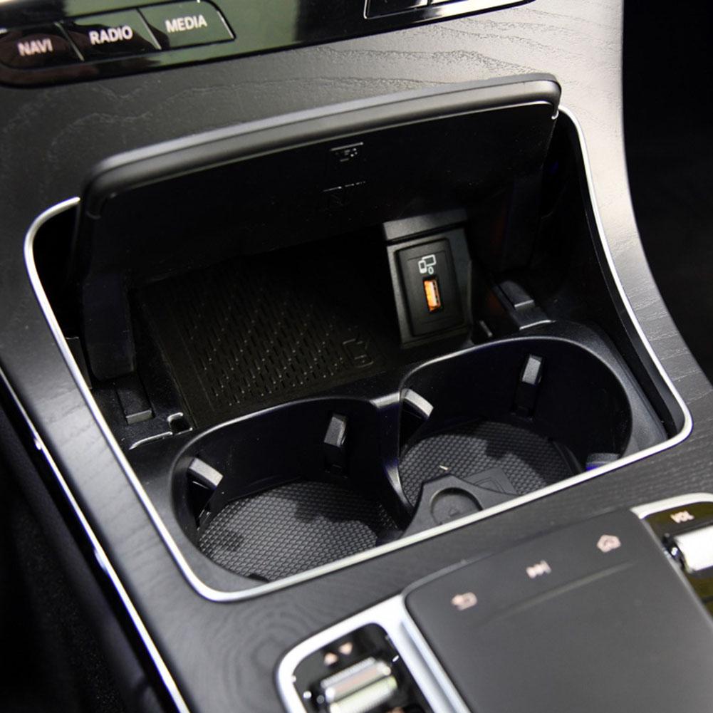 Car Water Cup Holder Strip Silver Chrome Frame Ashtray Cover Plating Strip for Mercedes Benz C GLC Class W205 W253 15-20