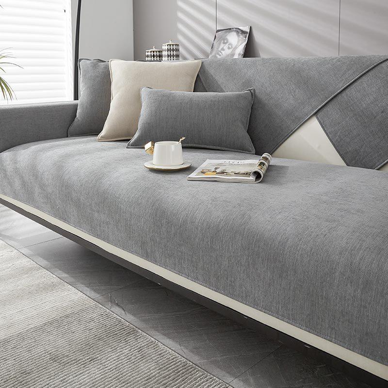 Khaki Sofa Cushion Four Seasons Universal Non-Slip Chenille Cushion Modern Leather Cushion