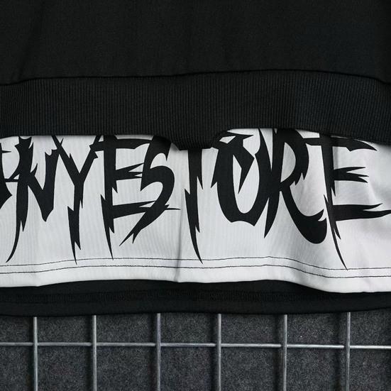 Men Sweatshirt Hip Hop Long Sleeves Youthful Cool Warm Strap Decor Letter Print Hooded Elastic Cuff Autumn Hoodie Daily Garment