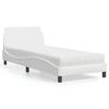 VidaXL Bed with Mattress White 90x190 Cm Faux Leather, Bedroom Furniture, Single Bed, Curved Bed Frame, Slatted Base, 3208318